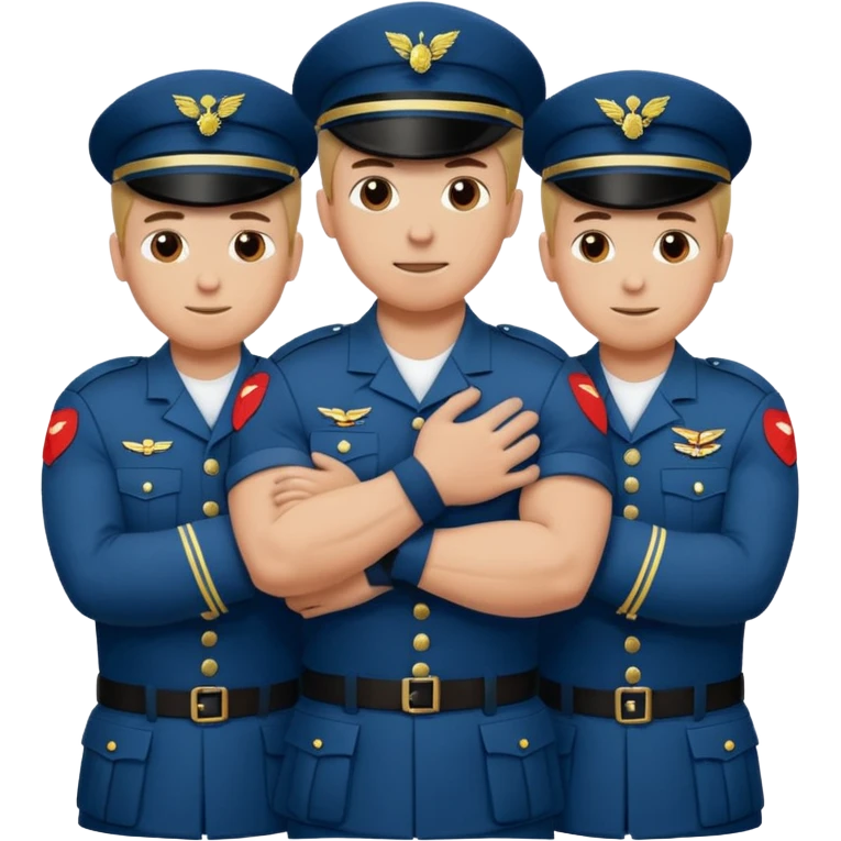 Soldados dando un abrazo de fraternidad emoji
