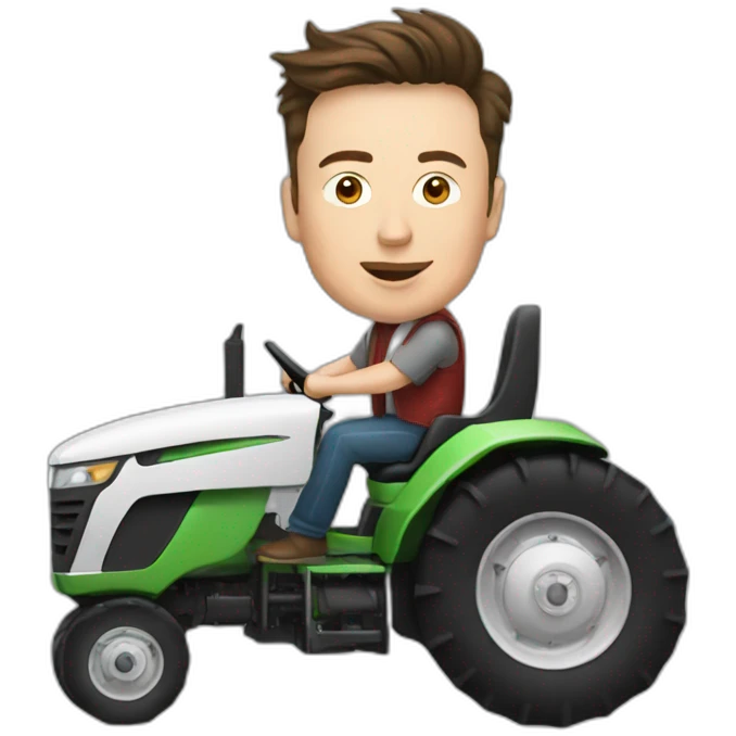 elon musk driving a tractor emoji