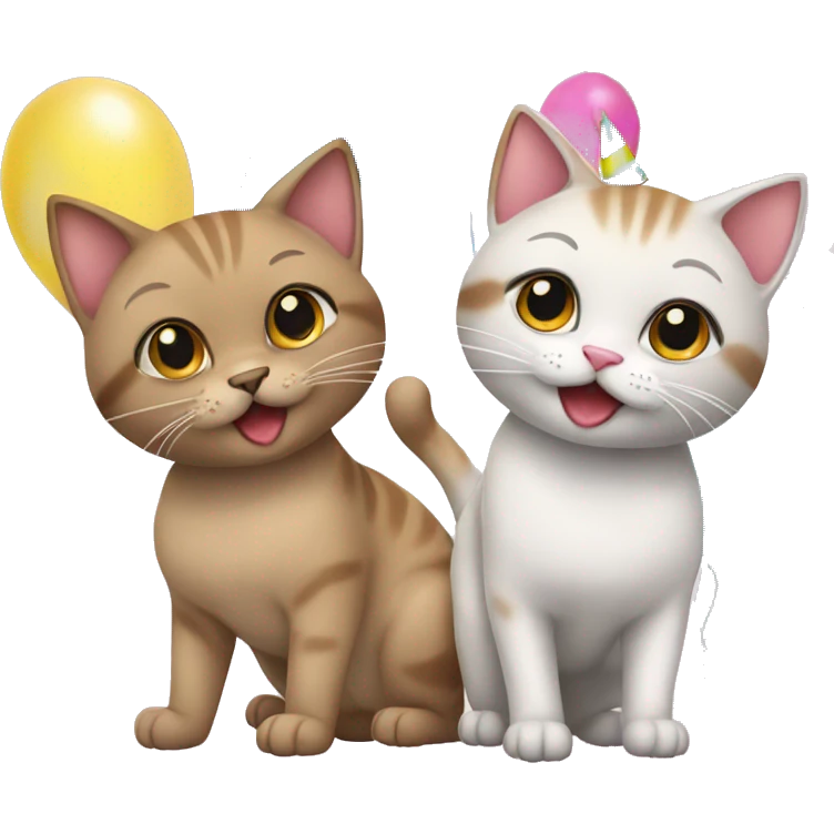 2 cute singapura cats at a birthday party emoji