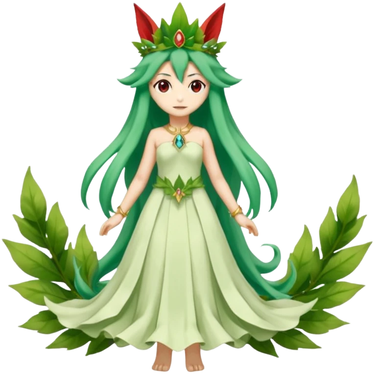 Vulpine-Amaura-Leafeon-Fakémon-Digimon-fusion (full body) emoji