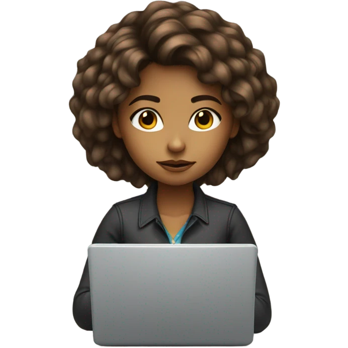 Medium hair light skin  Brown girl, computer science intern with a coding laptop  emoji