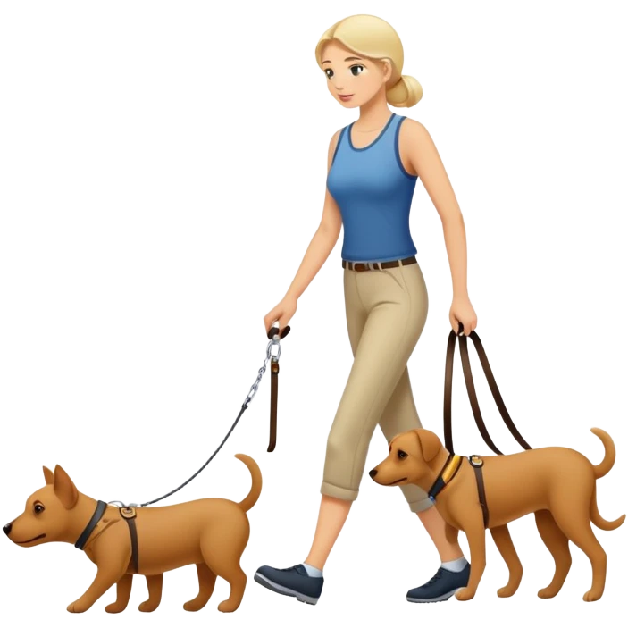 Woman walking a man on a leash with the man on all fours like a dog emoji