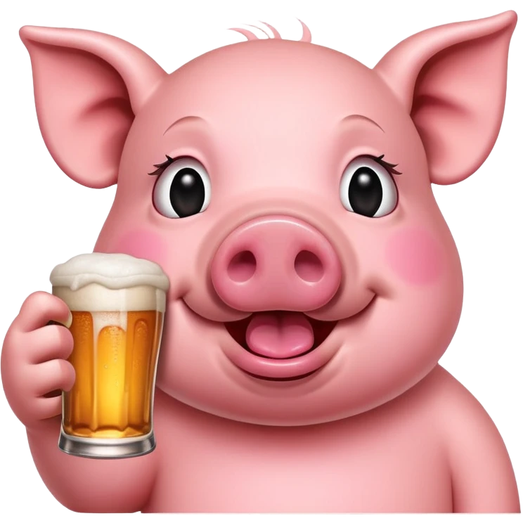 Pig drinking beer emoji
