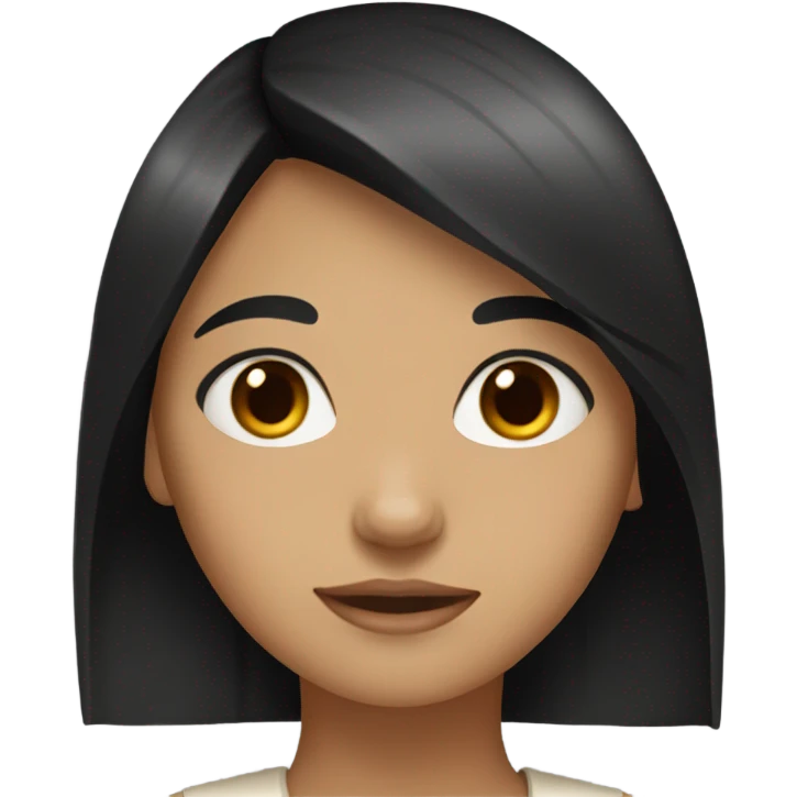 girl with black hair and fringe and brown eyes emoji