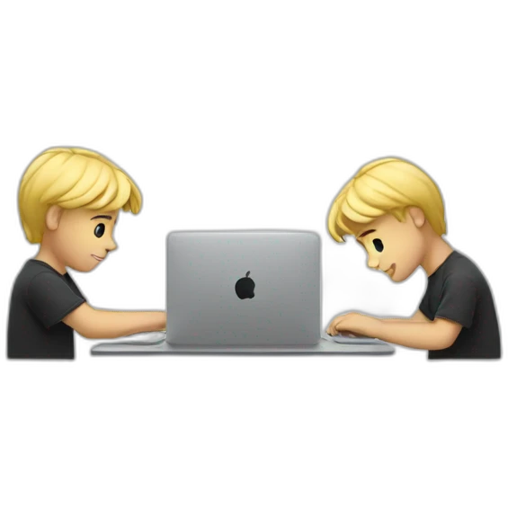 Blonde boy working on MacBook emoji