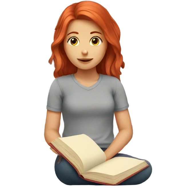 girl with red hair studying emoji
