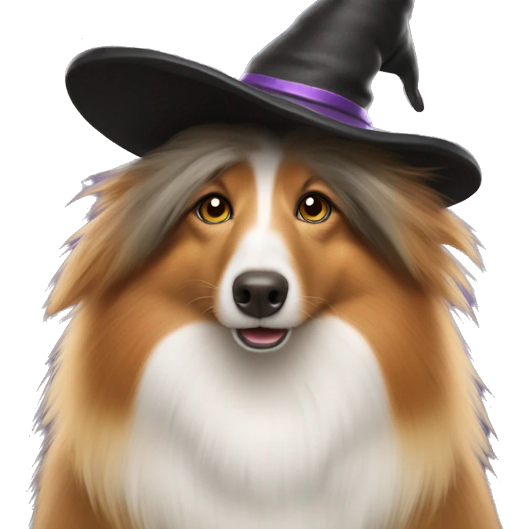 Shetland sheepdog witch hat emoji