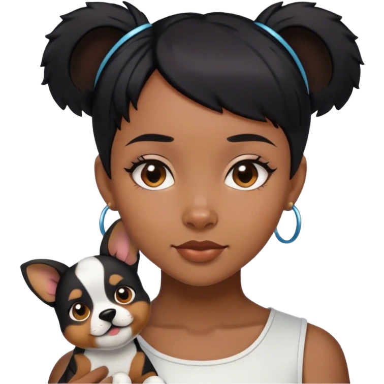 black girl with short black hair with puppy ears  emoji