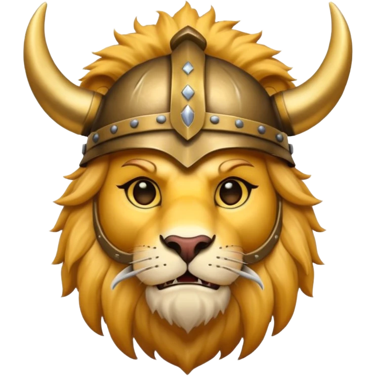 lion, viking helmet,  emoji