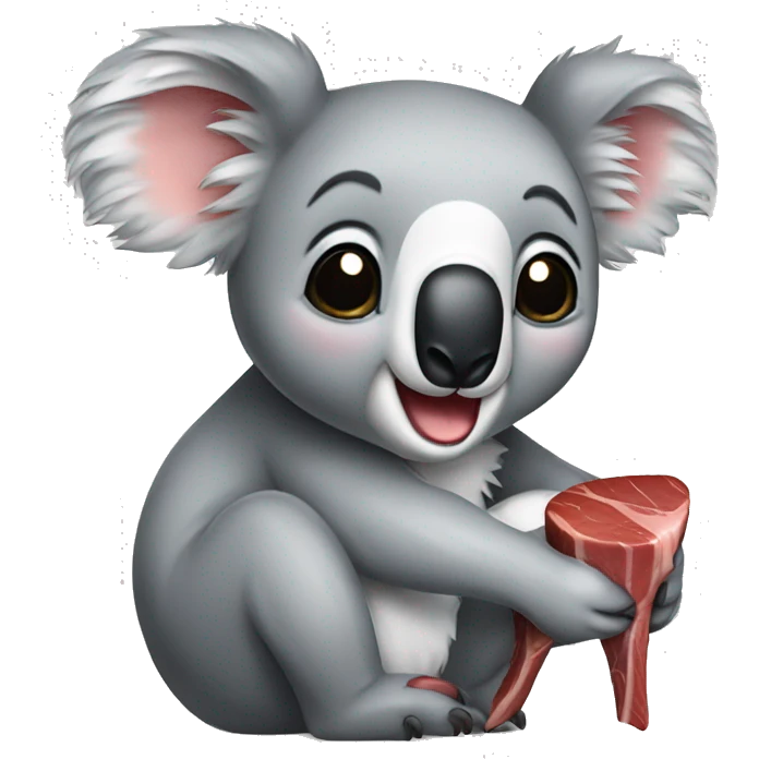 a cute koala eat steak emoji