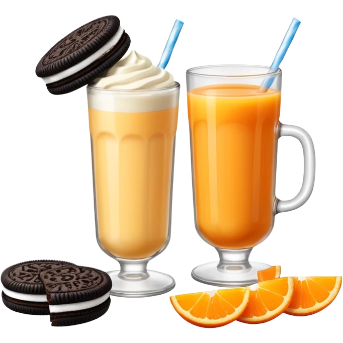 double stuffed Oreos with a glass of orange juice emoji