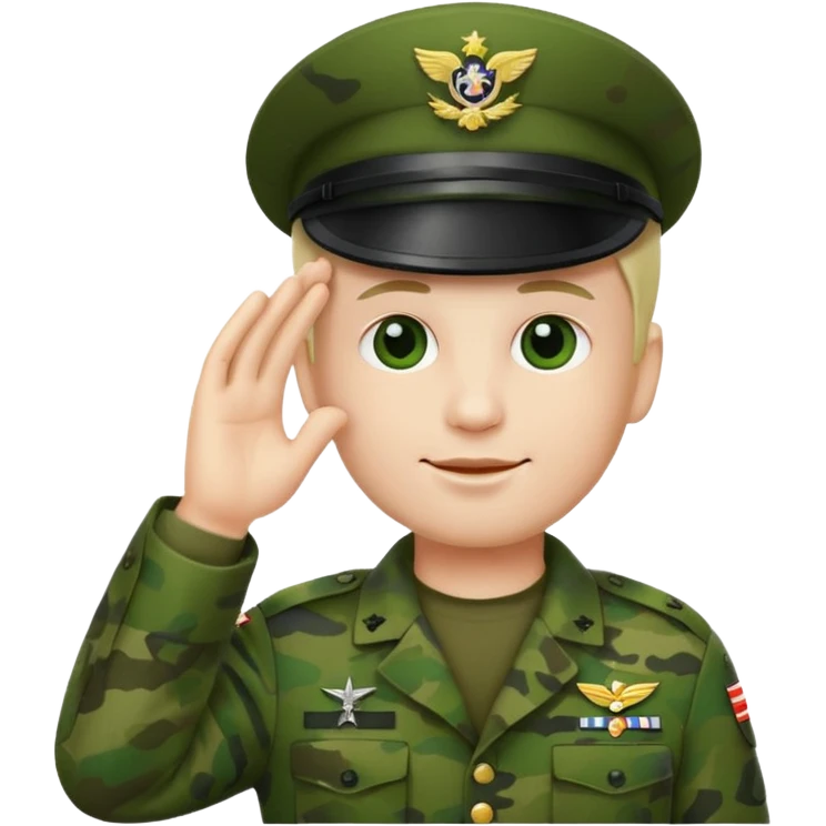 Eine salutierenden Emoji (Hautfarbe: weiß) in Armee Klamotten männlich salutierend emoji