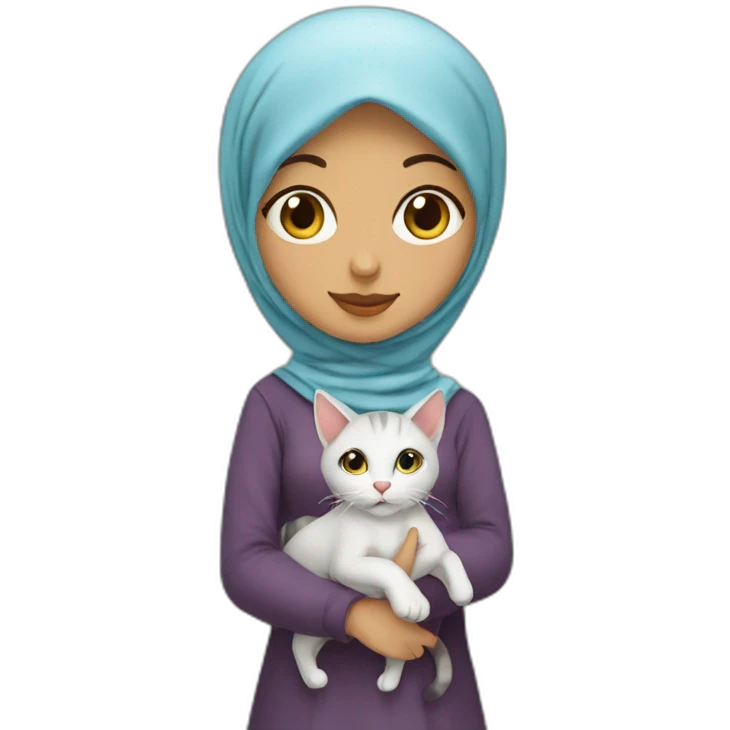 Hijab girl with a cute cat emoji