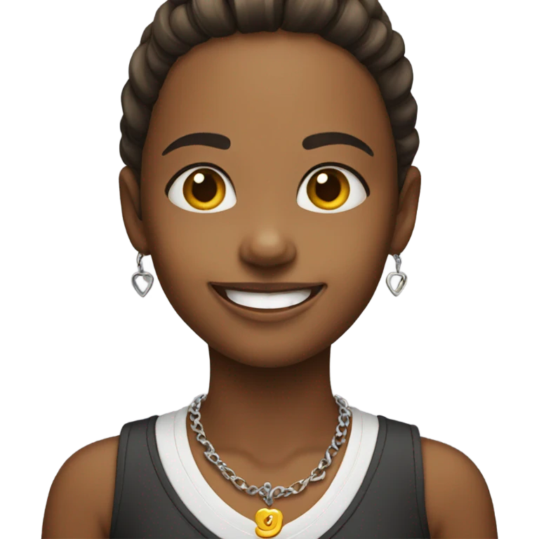 smiling girl with necklace emoji