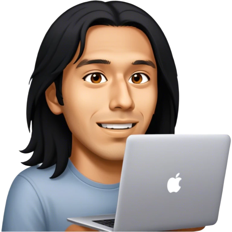 Guy with long hair with laptop emoji