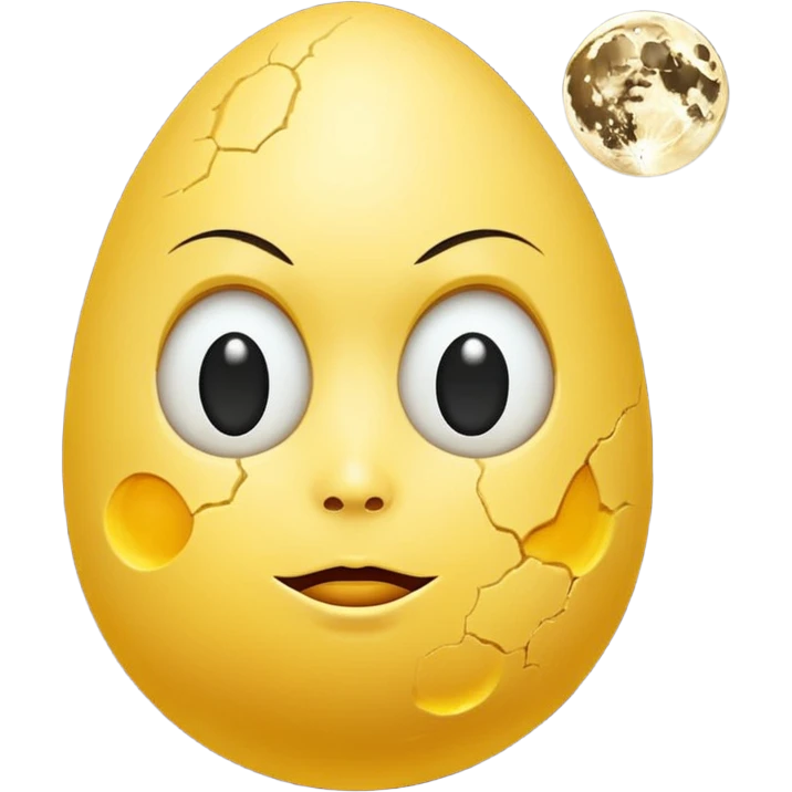 yellow egg with moon face emoji