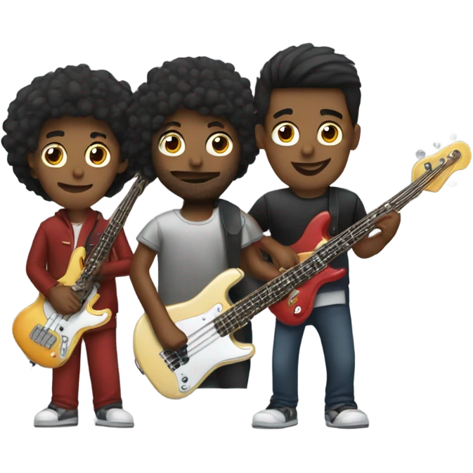 three person band: bass, guitar, and drums emoji
