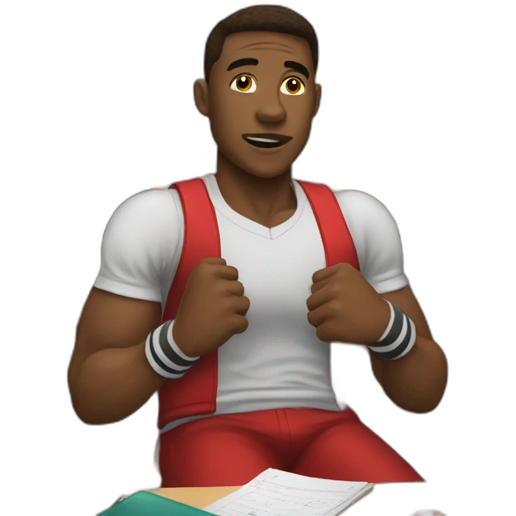 boxer who hits his school exams emoji