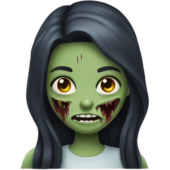 girl zombie with dark long hair with teeth emoji