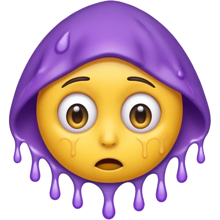 Wide eyes / Shadow to represent fear. make it a yellow emoji with purple sweat dripping down the head emoji