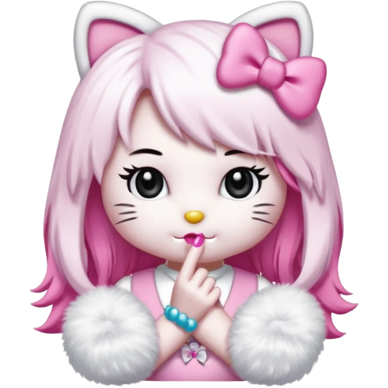 Hello kitty with hair and nails  emoji