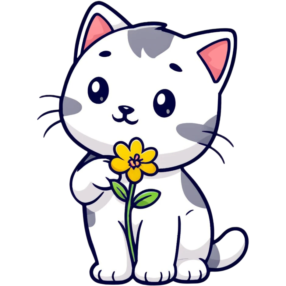 Kitten smells flowers emoji
