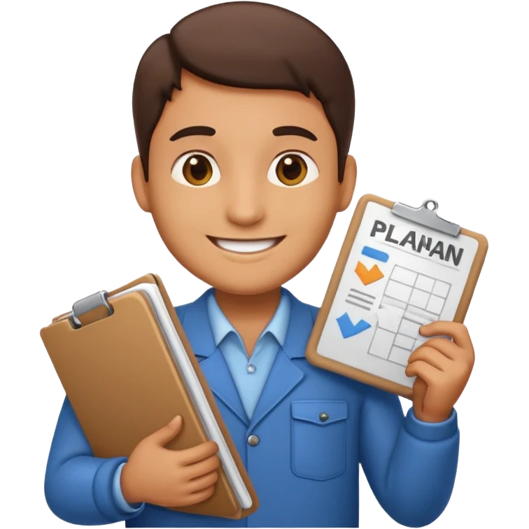 create a realistic emoji showing logistic person with a plan in his hands emoji