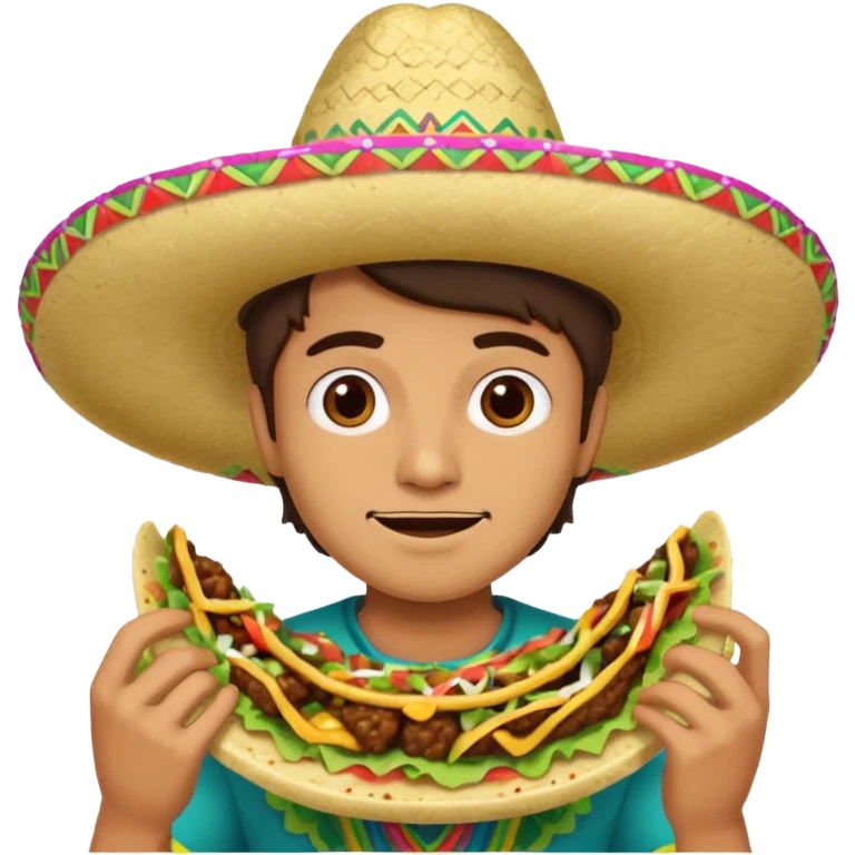 Mexican eating tacos with a sombrero emoji