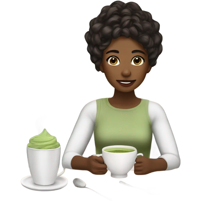 Create for me a morning routine girl with coffee and matcha set  emoji