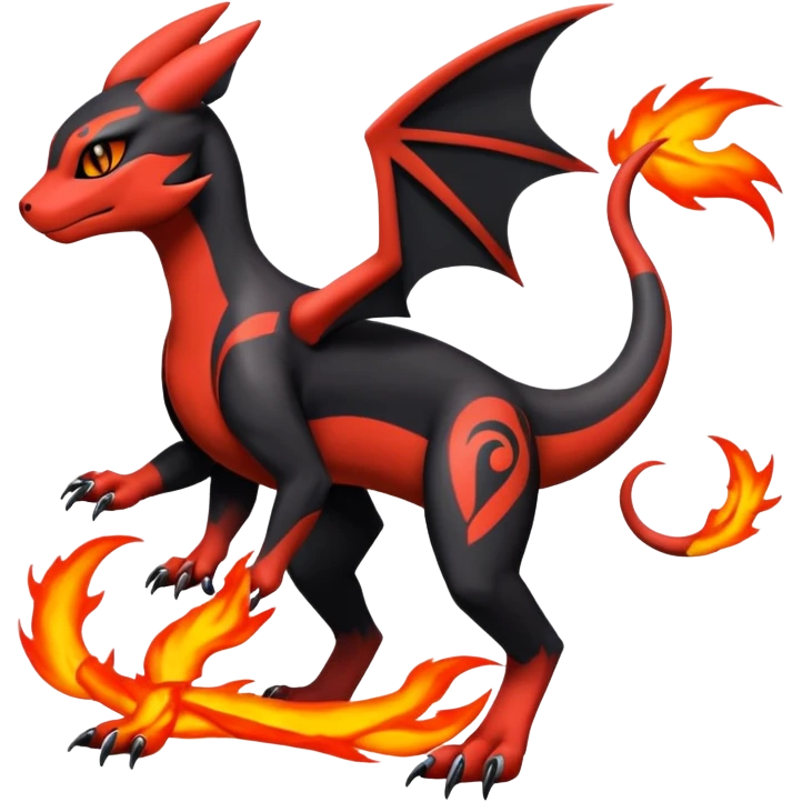 Salandit-Umbreon-Guilmon-Charmeleon-Fakémon-hybrid-creature (full body)  emoji