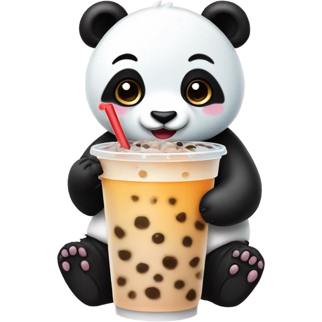 panda drinking boba emoji