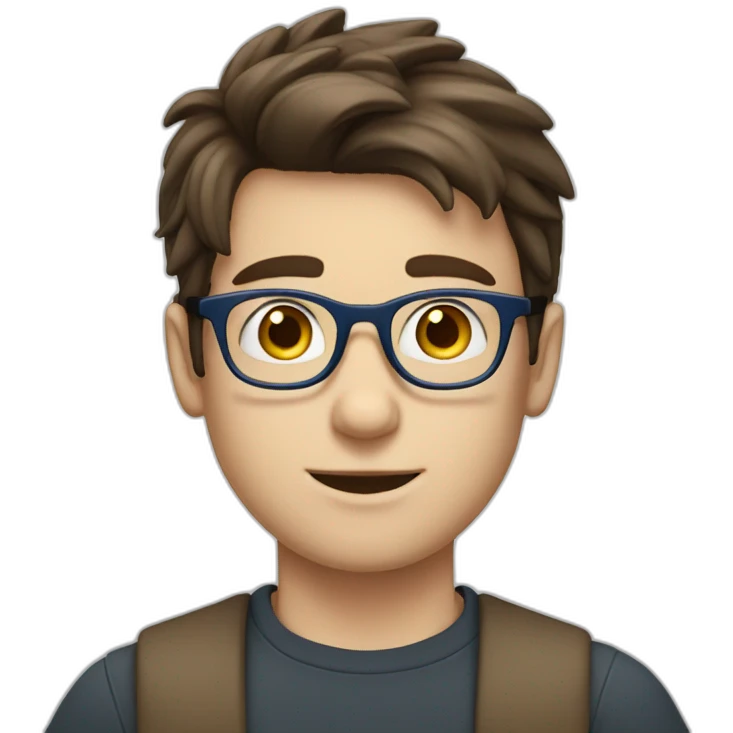 Brunette white boy with blue eyes with glasses emoji