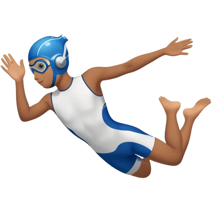 determined pool diver dives into a pool of confidence blue water underneath  emoji