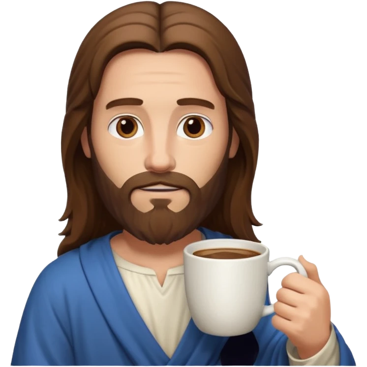 Jesus holding a coffee mug emoji