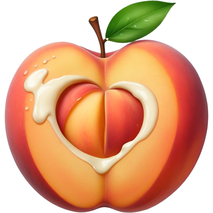 Peach with an opening with milk splattering out of opening emoji