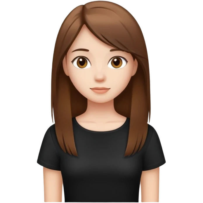Girl with brown straight hair wearing a black top emoji