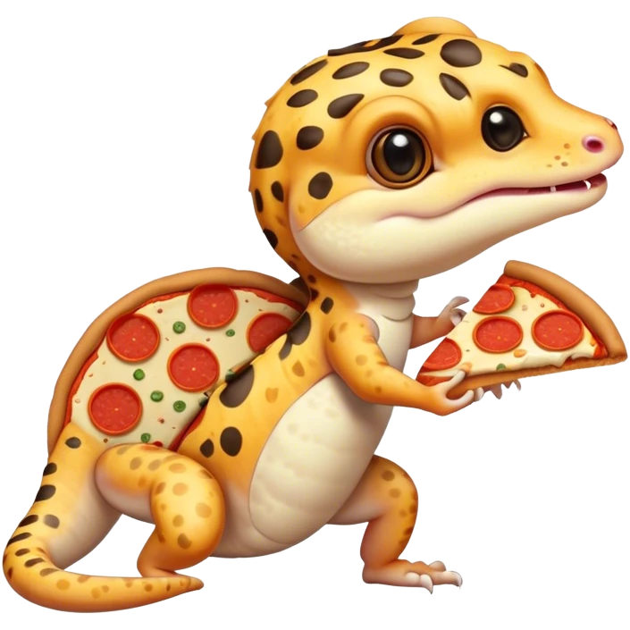 leopard gecko holding slice of pizza emoji