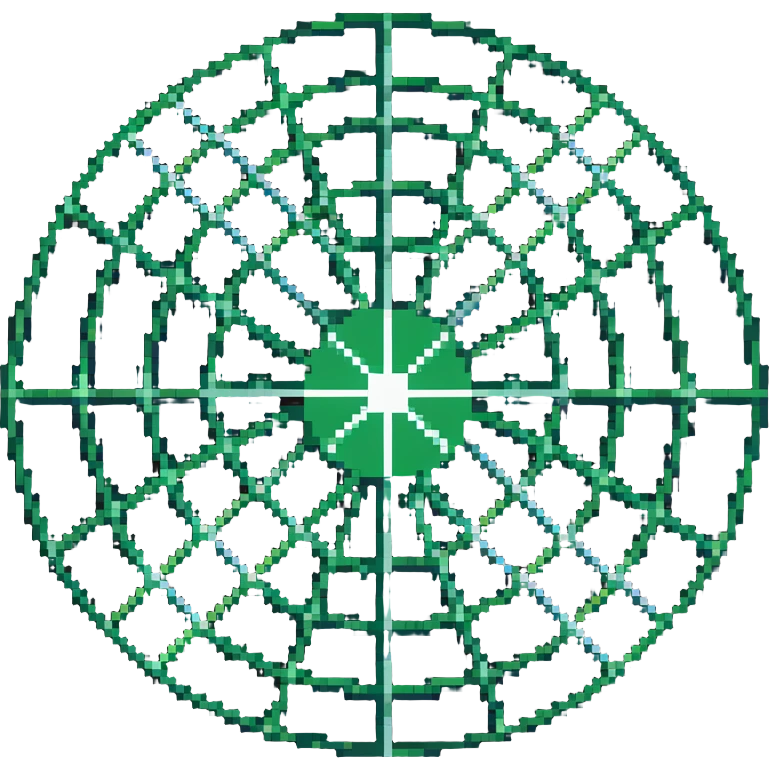 network in a circular blue form with non-blue boxes at intersection points emoji