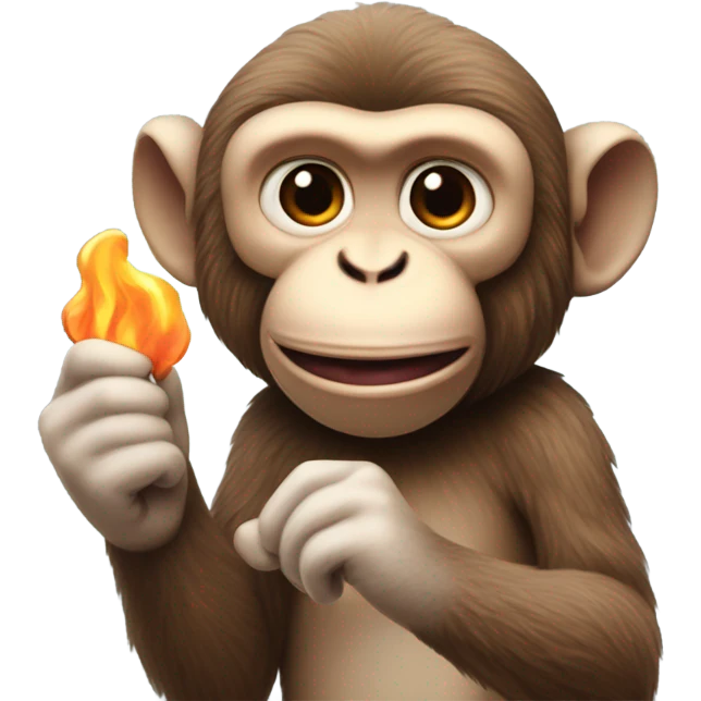 Rhesus monkey holding marshmallow emoji