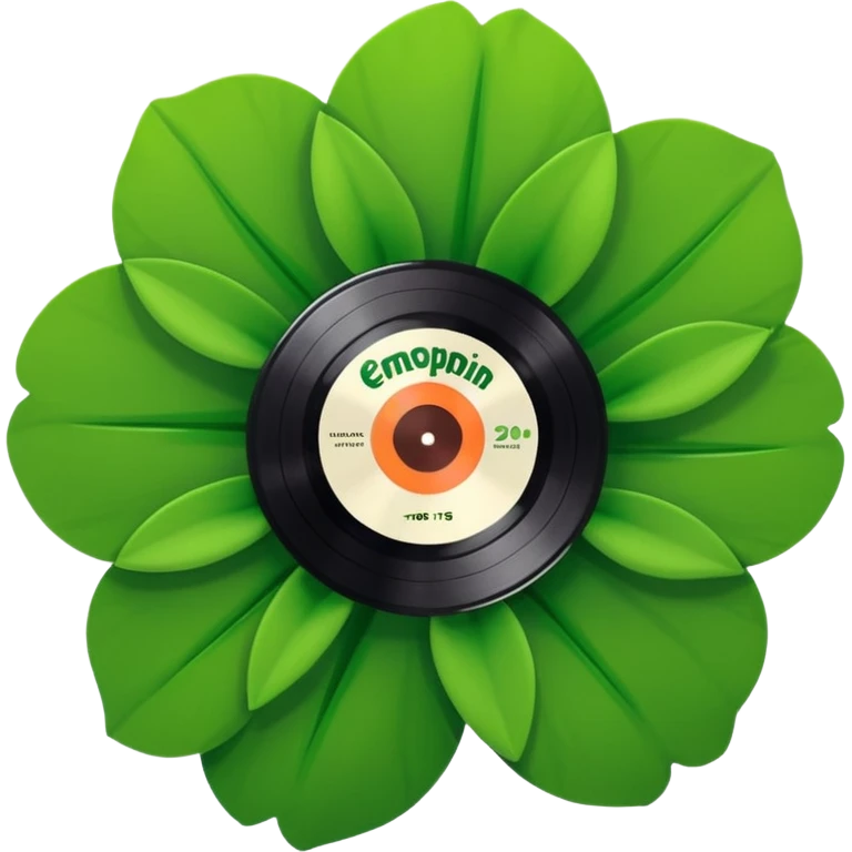 Vinyl record with a flower green point inside emoji