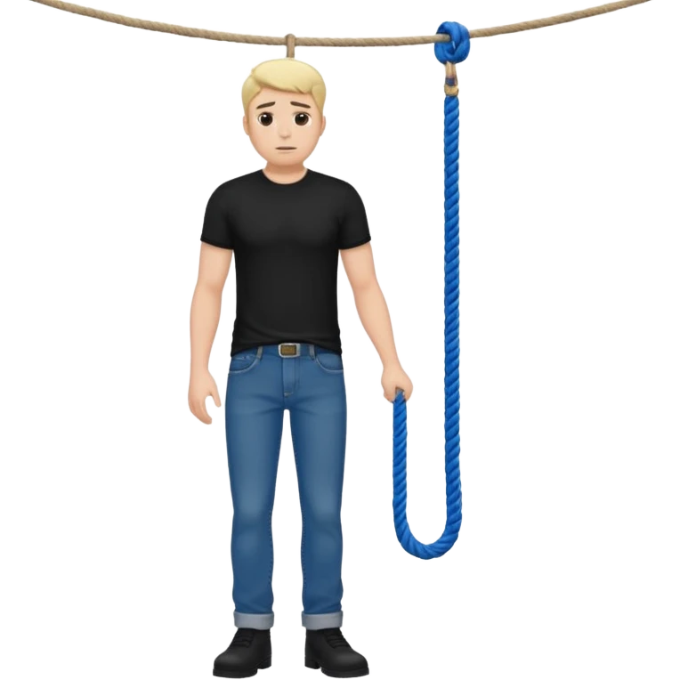 A man standing in the chair and looking at rope before going to suicide  emoji