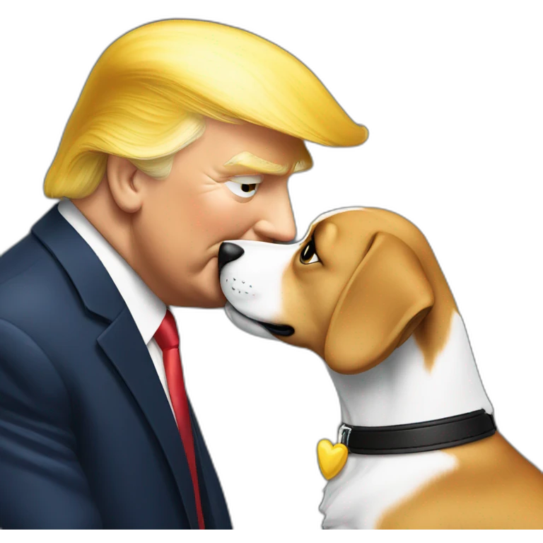 trump kissing a dog emoji