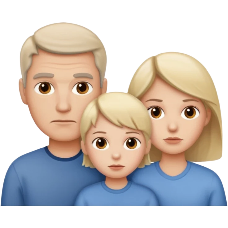 семья из 3 человек со строгими лицами  emoji