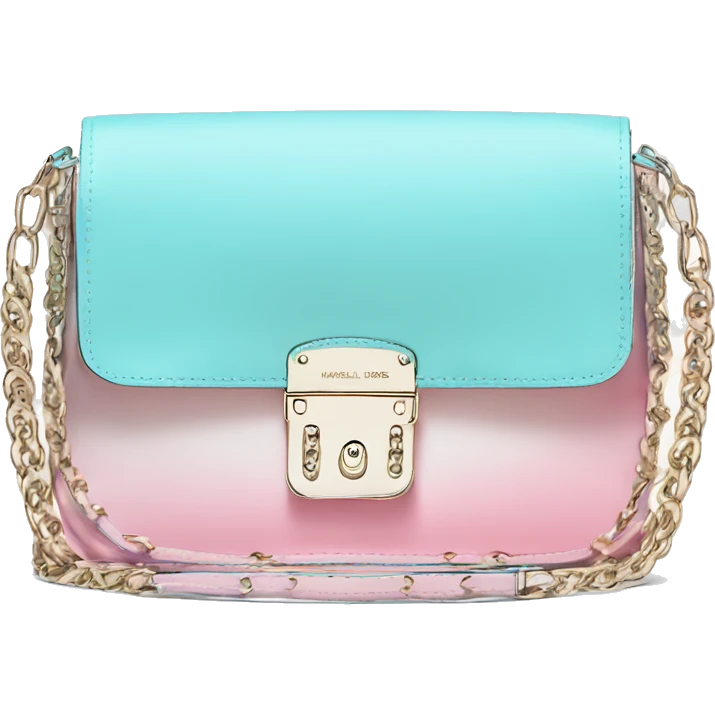 Realistic isolated tiffany blue ,baby pink,and baby blue ombre Michael Kors Handbag.  emoji
