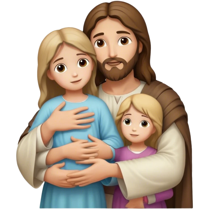 jesus christ hugging little girl and boy emoji