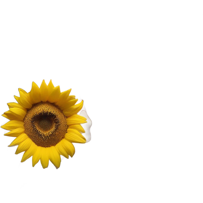 hand holding a sunflower with medium sized acylics on her nails  emoji
