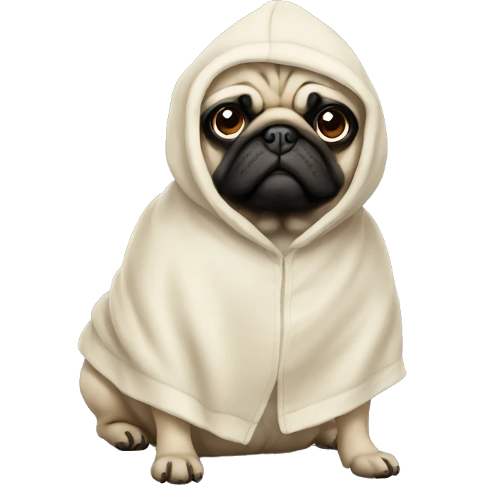 Pug wearing a hodie emoji