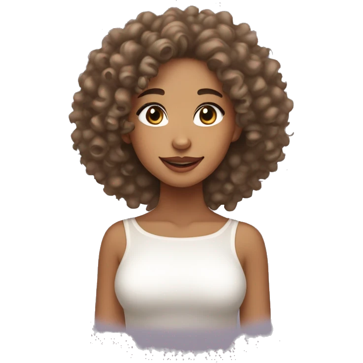 lightskin girl, curly hair doing her skincare  emoji