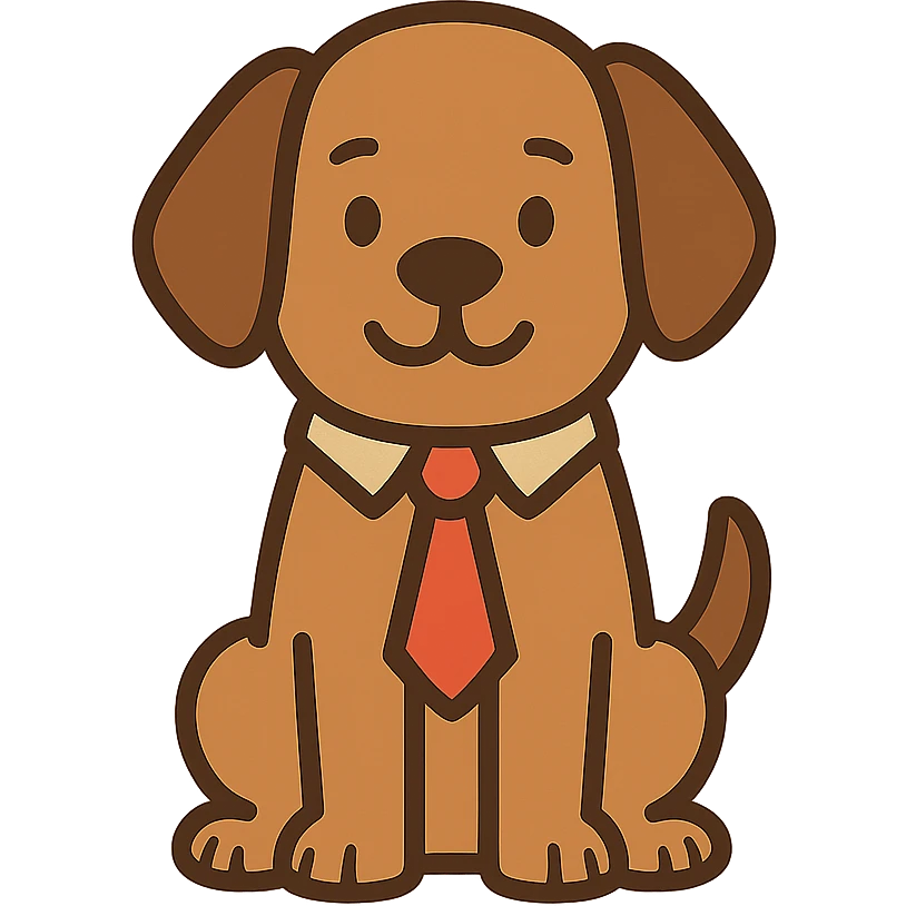 flat toon style dog wearing a tie emoji