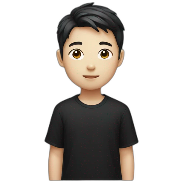 korean boy wearing all black emoji